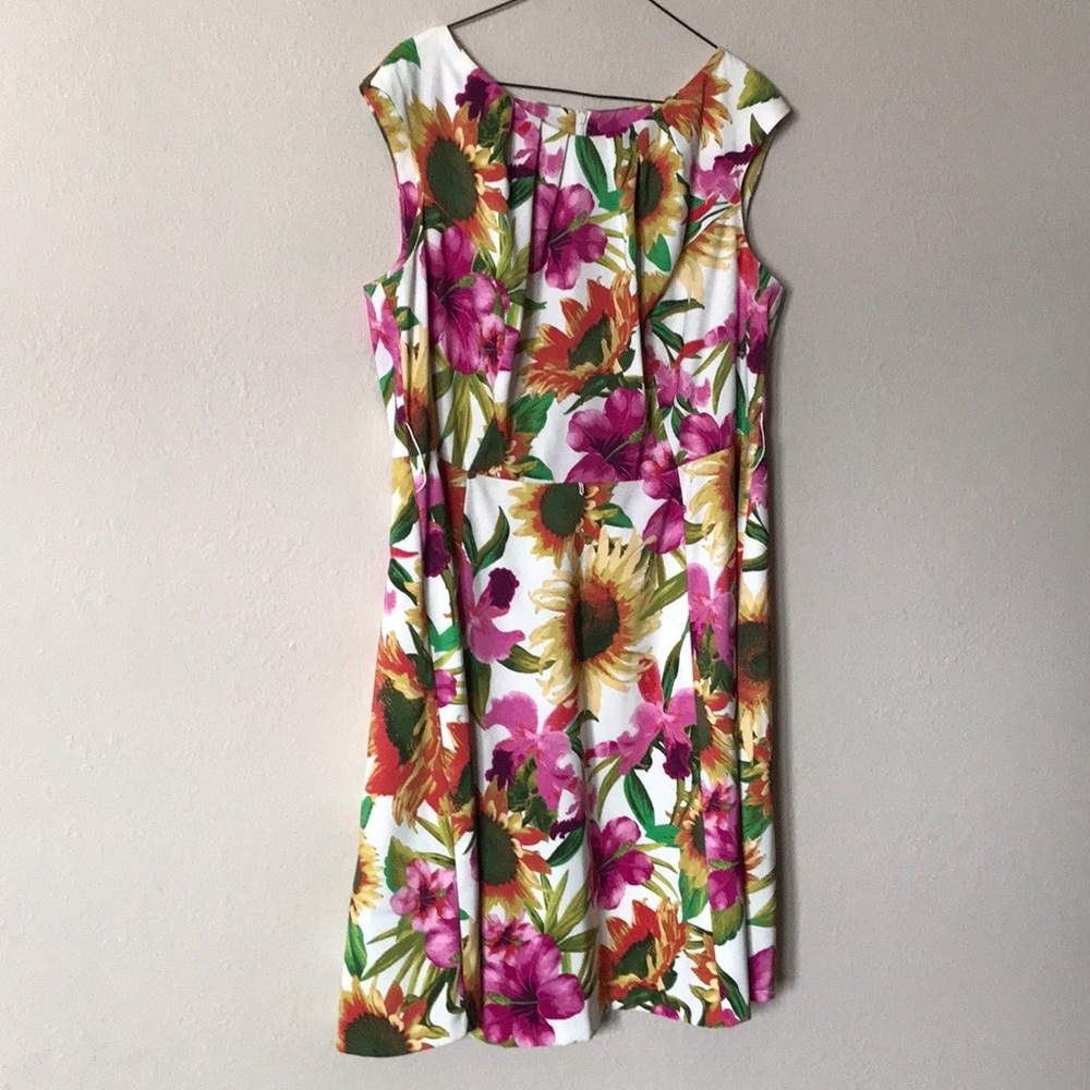 Dressbarn Sunflower Cap sleeve vintage dress 18W